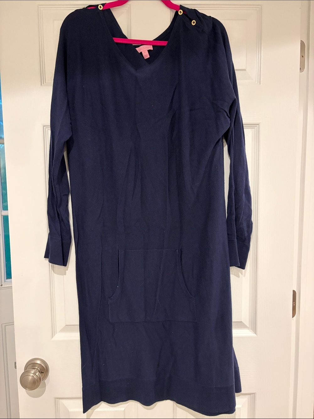 Lilly Pulitzer Navy Long-Sleeve Midi Dress